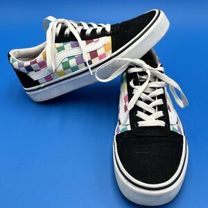 Vans Women's 8.5 Old Skool Rainbow Checkerboard Skate Sneakers Missy 500714